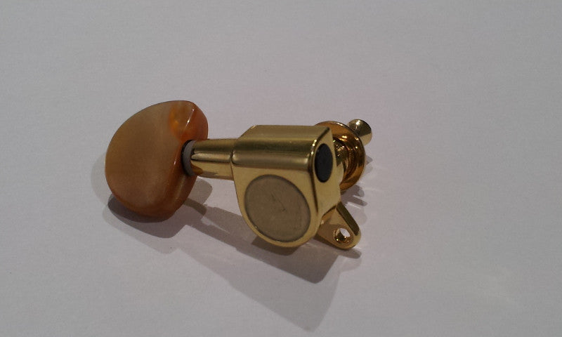 IBANEZ Machinehead: die-cast, gold, brown pearl button, L3R3
