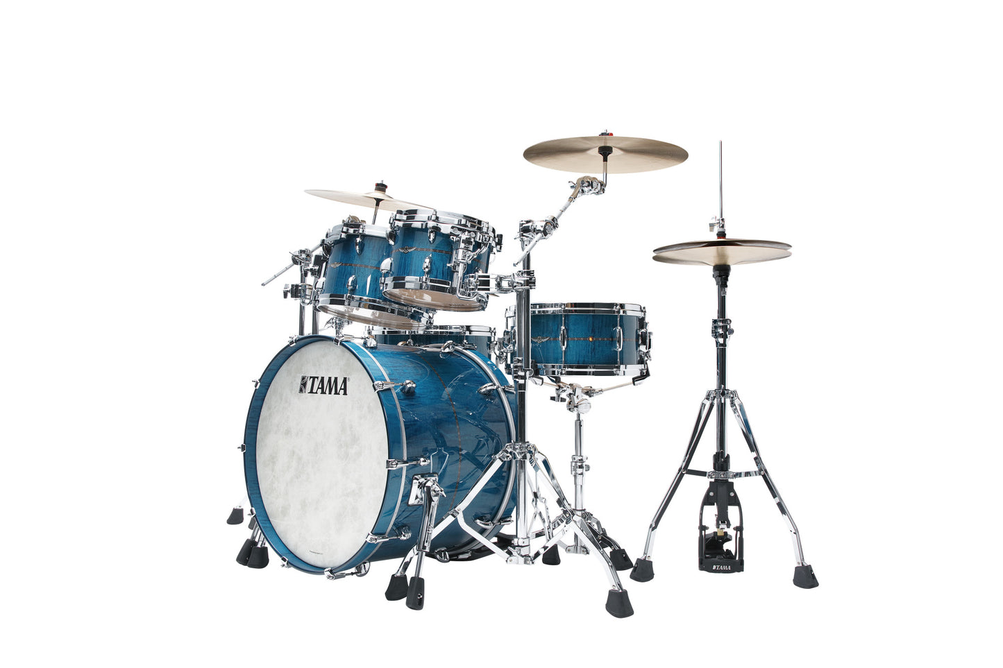 TAMA STAR Maple Shell Kit 4 teilig - Ocean Blue Curly Maple/Chrom HW