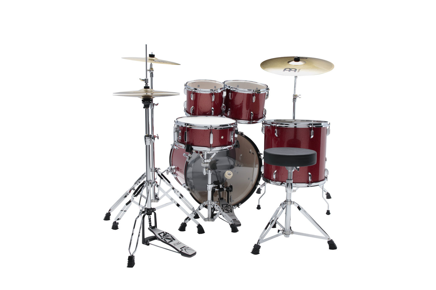 TAMA Stagestar Drum Set 5 teilig (22" BD) - Candy Red Sparkle/Chrom HW + MEINL Cymbals BCS Cymbal Set