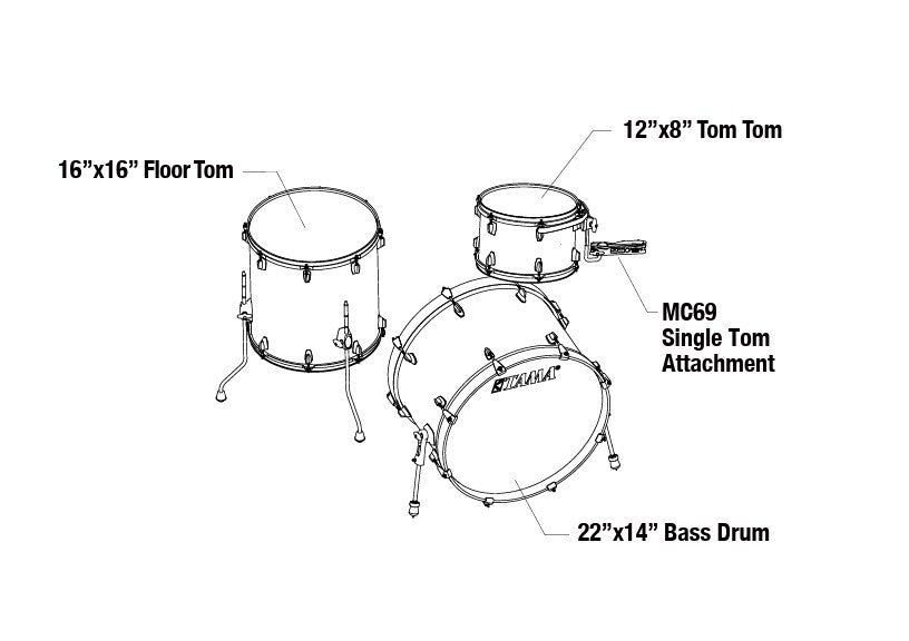 TAMA Superstar Classic Drum Set 3 pcs - Blue Lacquer Burst/Chrome HW + SM5W Hardware Kit