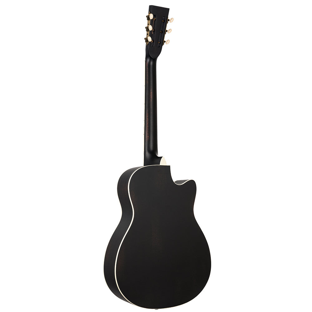ORTEGA Americana Series Resonatorgitarre 6 String Lefty - Distressed Black / Antique Brass HW