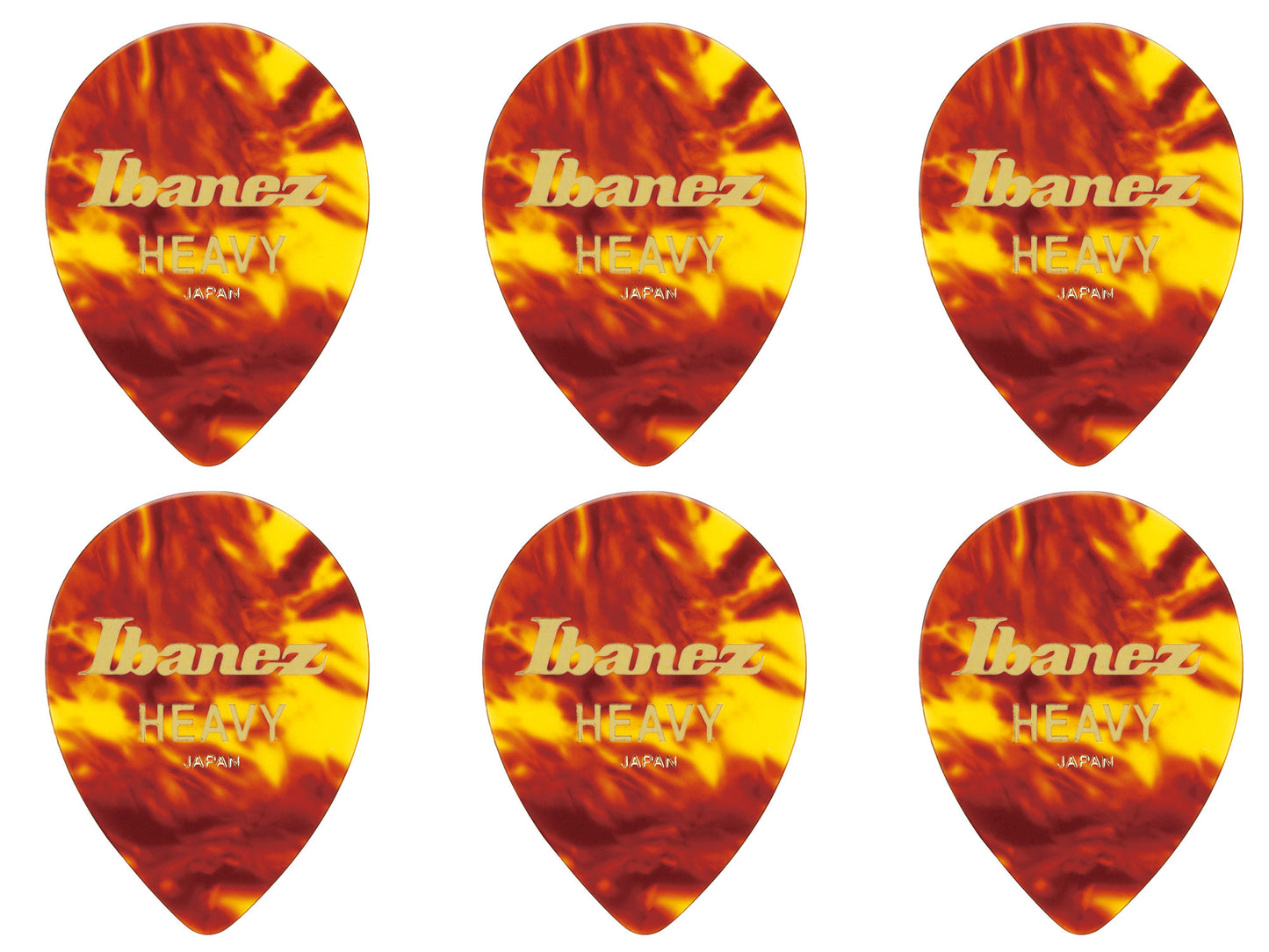 IBANEZ Celluloid Picks 6er Pack - Yellow Brown Marbled