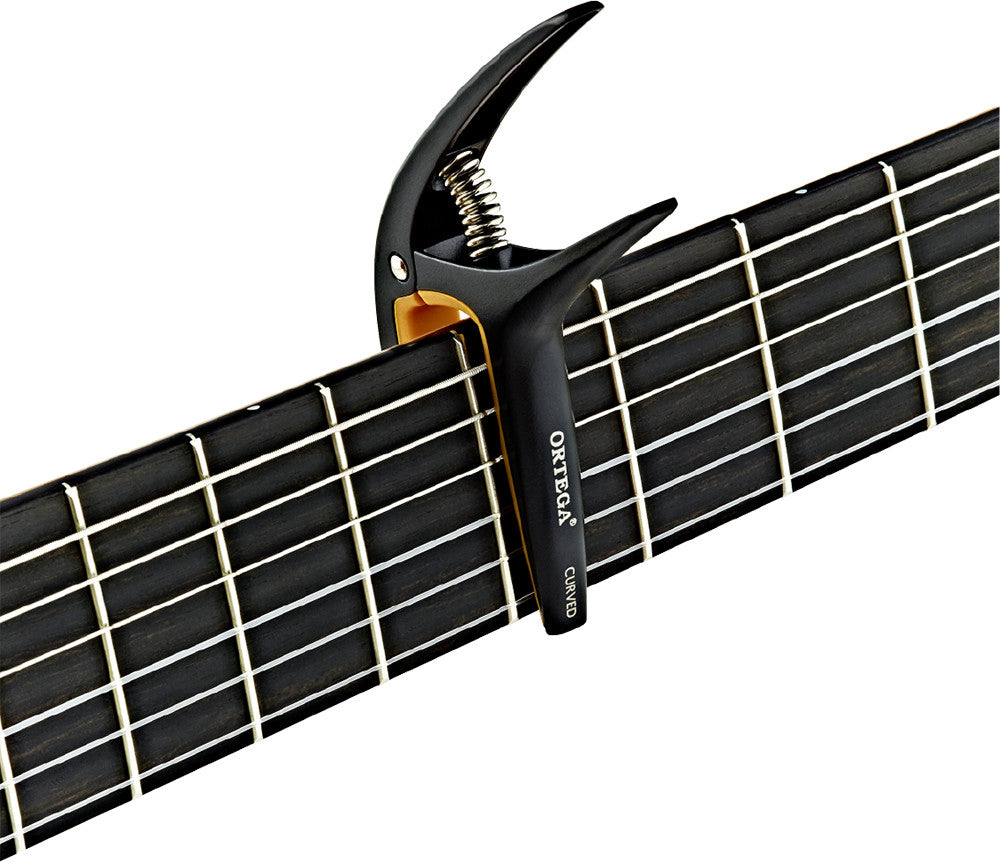 ORTEGA Curved/Flat Guitar Capo - Black/Orange