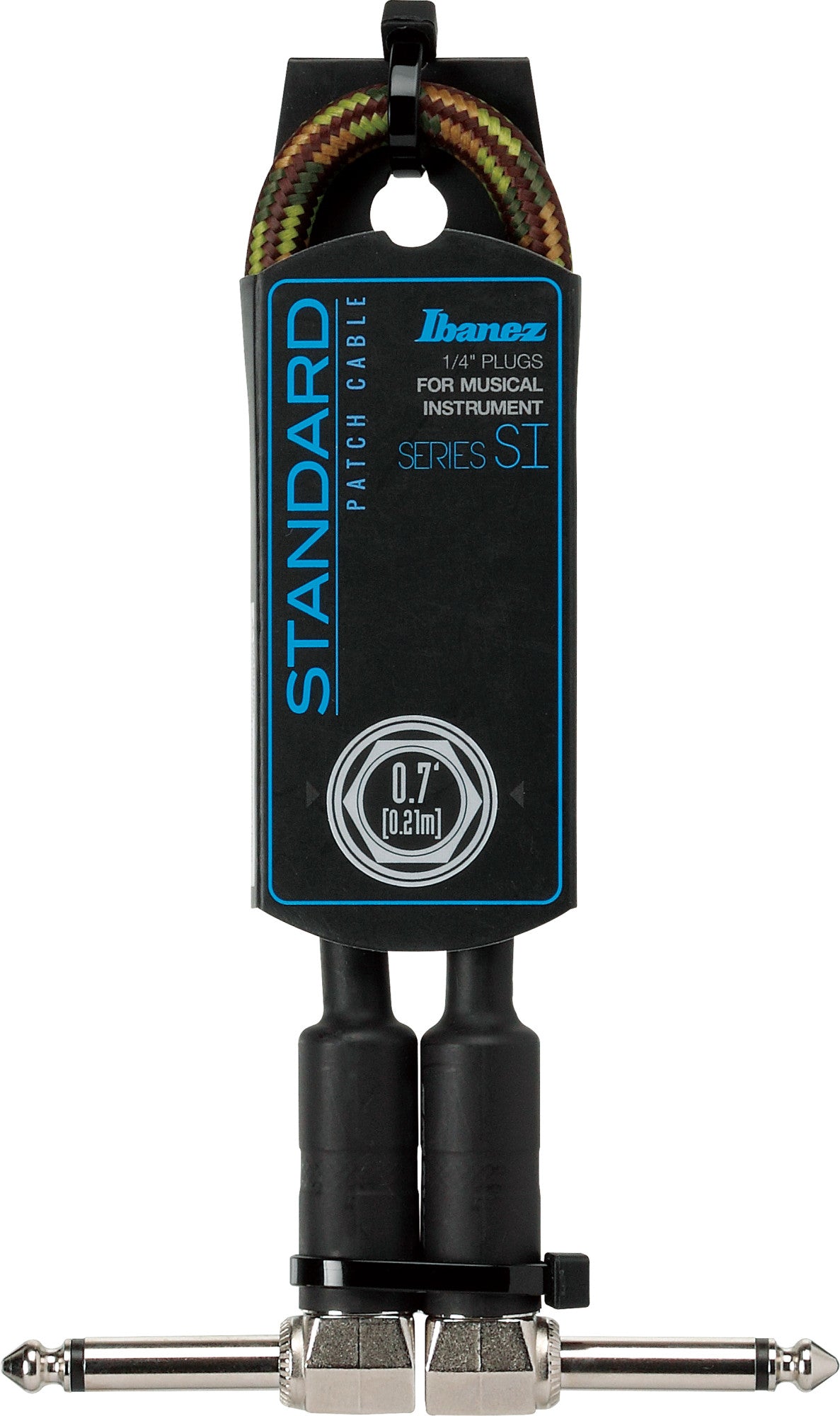 IBANEZ SI Serie (Standard) Instrumentenkabel - Patch Kabel 2 abgewinkelte Stecker Gewebt - Klinke - Klinke, Camouflage Green - 0,21 m / 0,7 ft