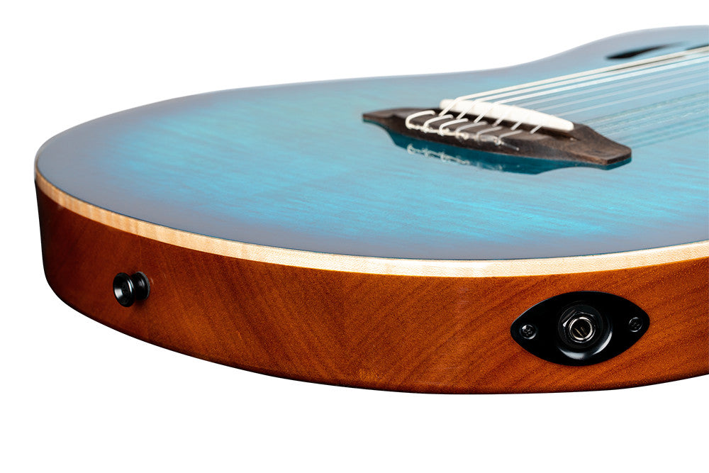 ORTEGA TourPlayer DeLuxe Nylon String Guitar 6-String - Flamed Maple Blue + Gig Bag