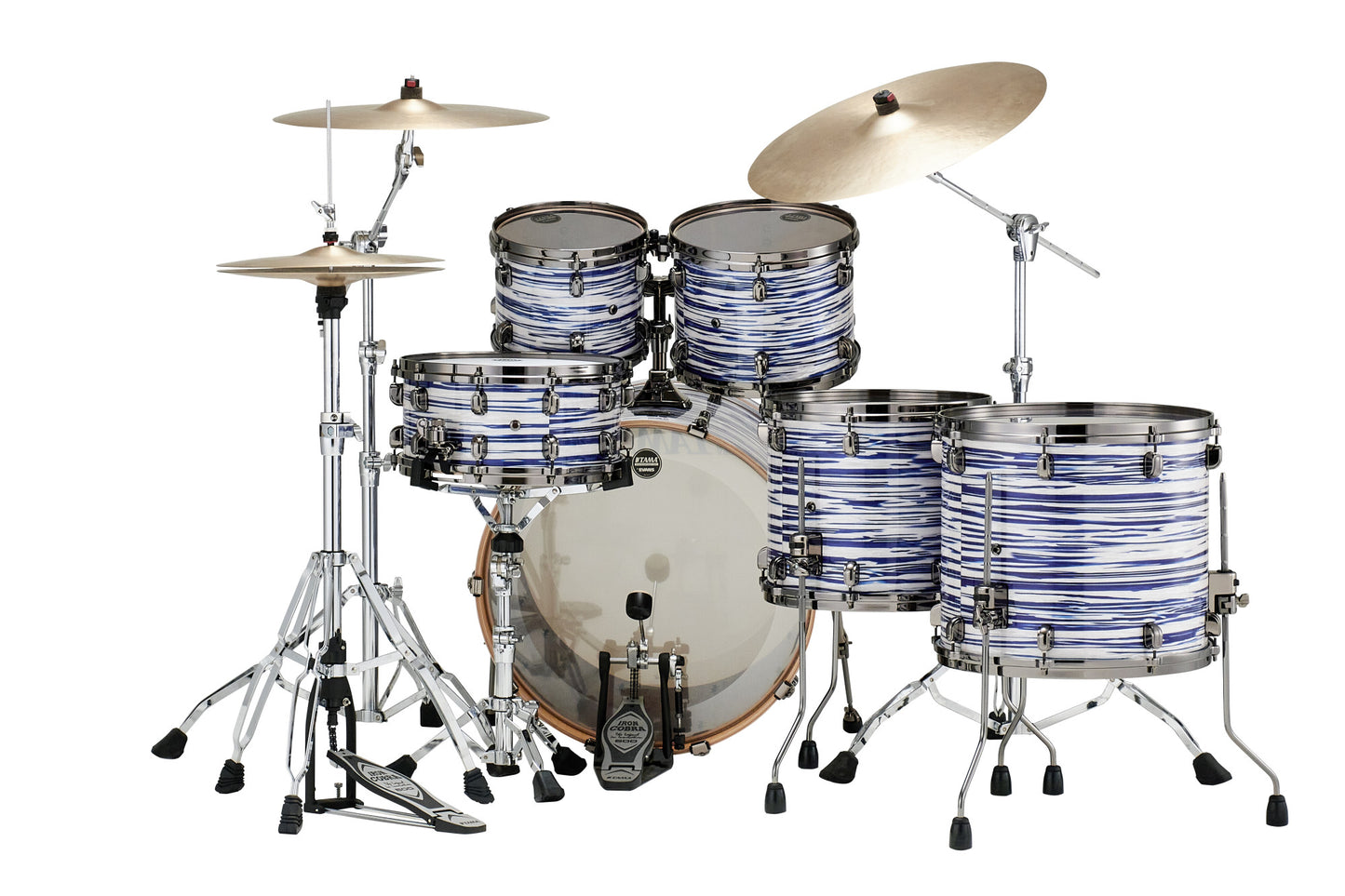 TAMA Starclassic Walnut/Birch Duracover Wrap Shell Kit 5 teilig - Blue & White Oyster/Black Nickel HW
