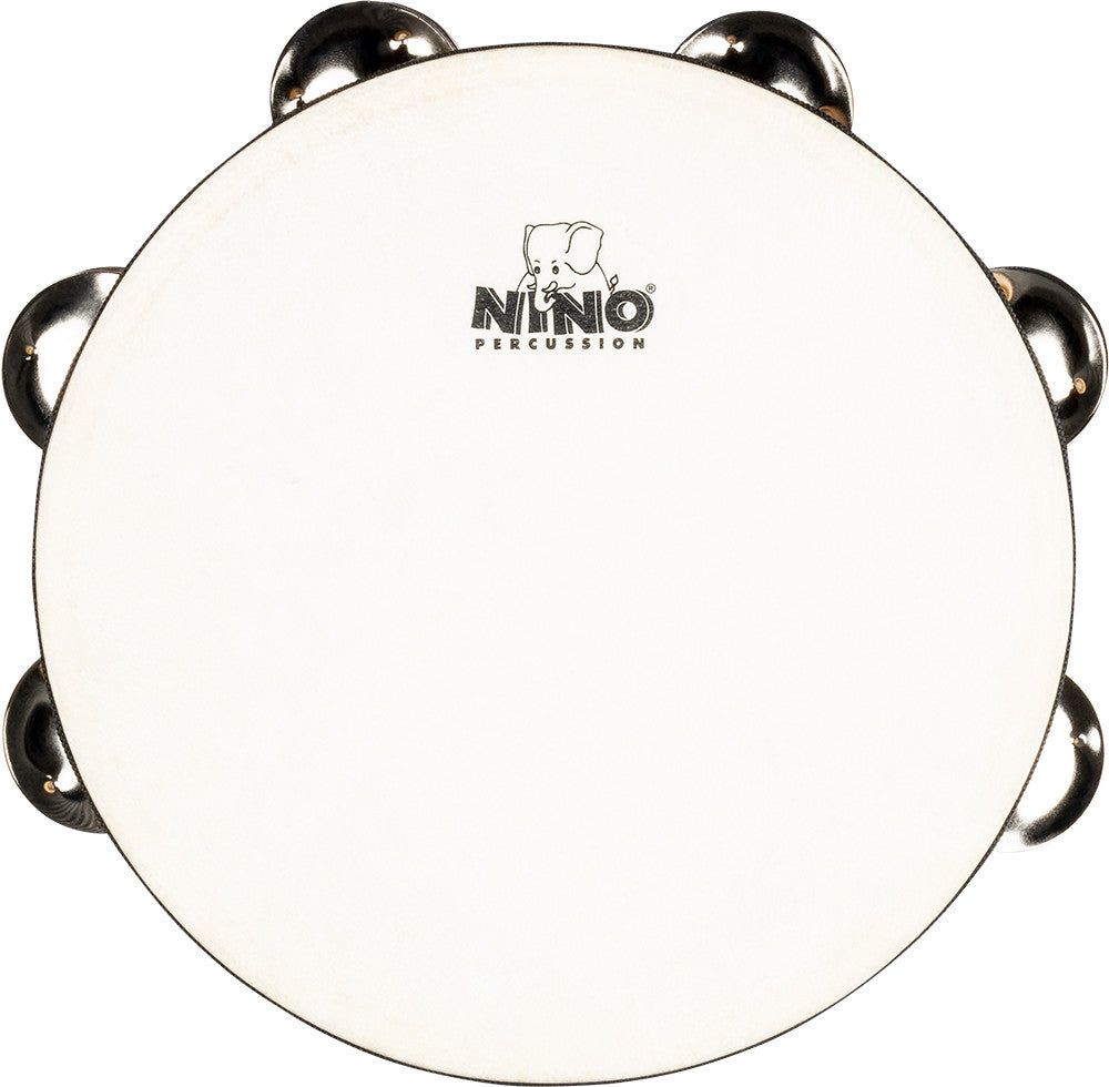 NINO Percussion Double Row Headed Wood Tambourine - 8” Natural