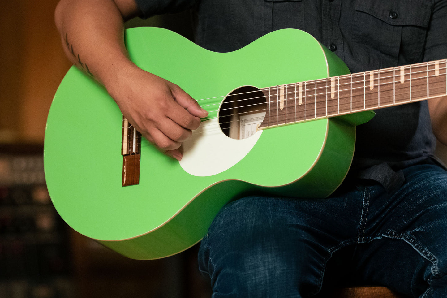 ORTEGA Gaucho Series Acoustic Guitar 6 String - Green Apple + Bag