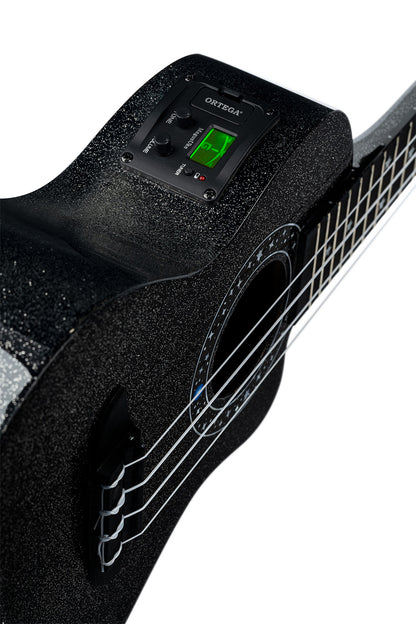 ORTEGA Horizon Serie Konzert Ukulele 4 String - Black Sparkle + Bag