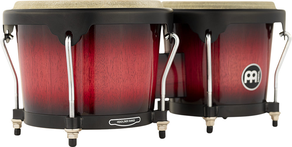 MEINL Percussion Headliner Series Wood Bongo 6 3/4" Macho & 8" Hembra - Wine Red Burst