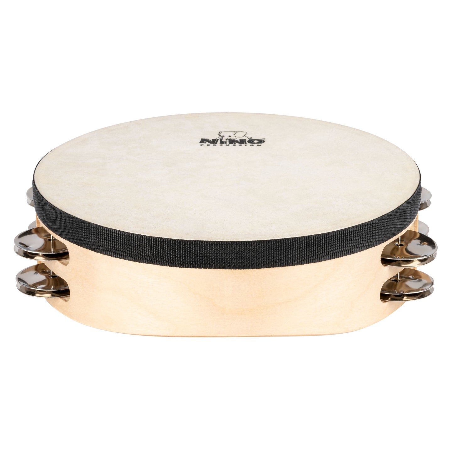 NINO Percussion Double Row Headed Wood Tambourine - 8” Natural