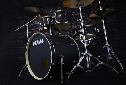 TAMA Imperialstar Drum Set 5 pcs - Blacked Out Black/Black Nickel HW + MEINL Cymbals HCS Cymbal Kit/Stage Master Double-Braced Hardware Kit