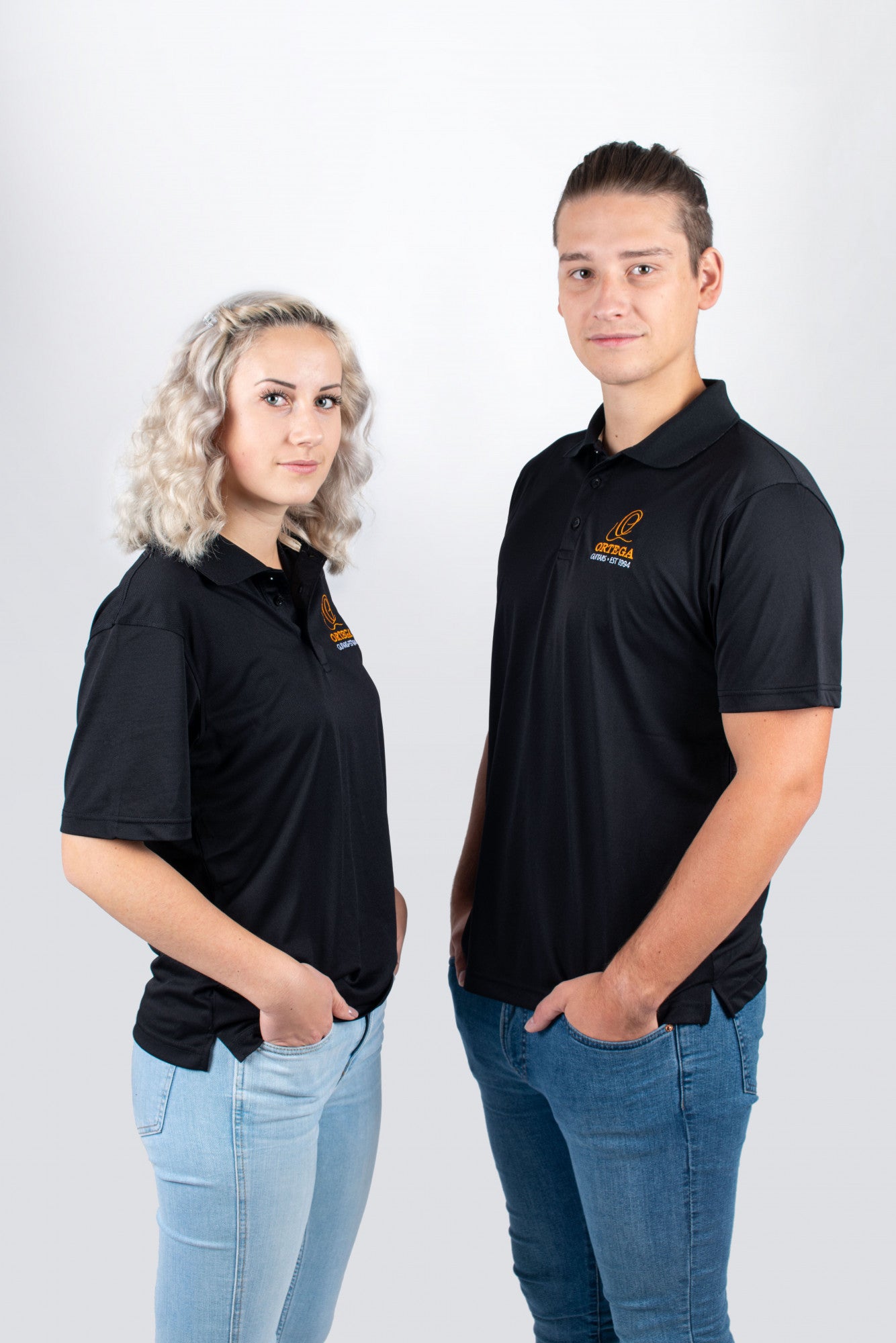 ORTEGA Golf Polo Shirt, Schwarz, bestickt