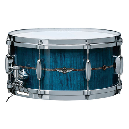 TAMA STAR Maple Snaredrum 13" x 6" - Ocean Blue Curly Maple/Chrom HW - Outside Inlay