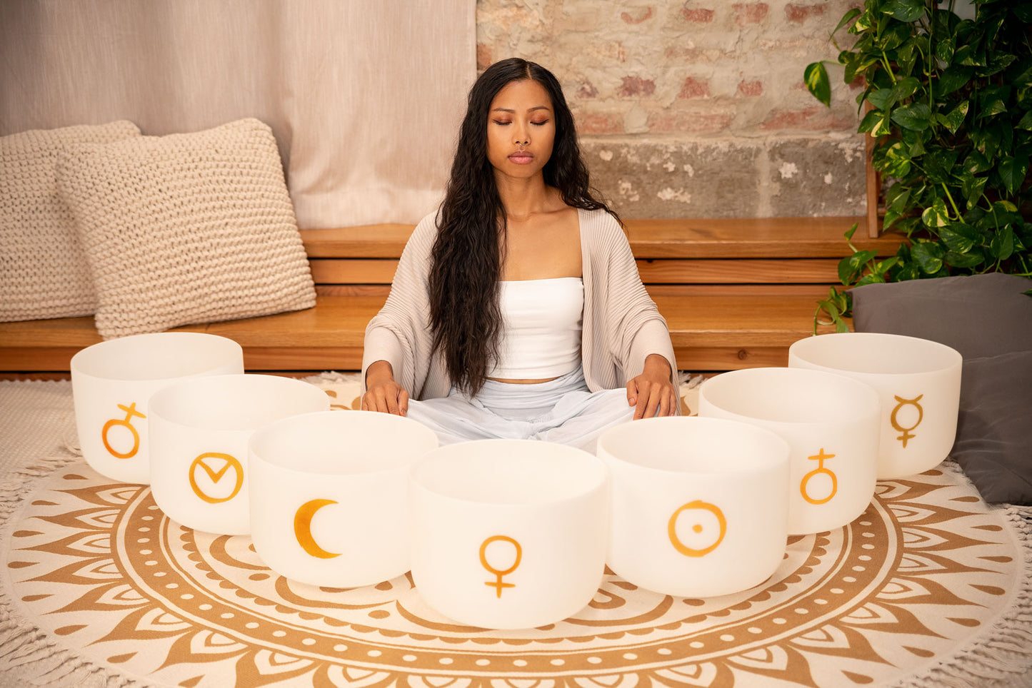 MEINL Sonic Energy Planetary Tuned Crystal Singing Bowl Chakra Set - 7 teilig