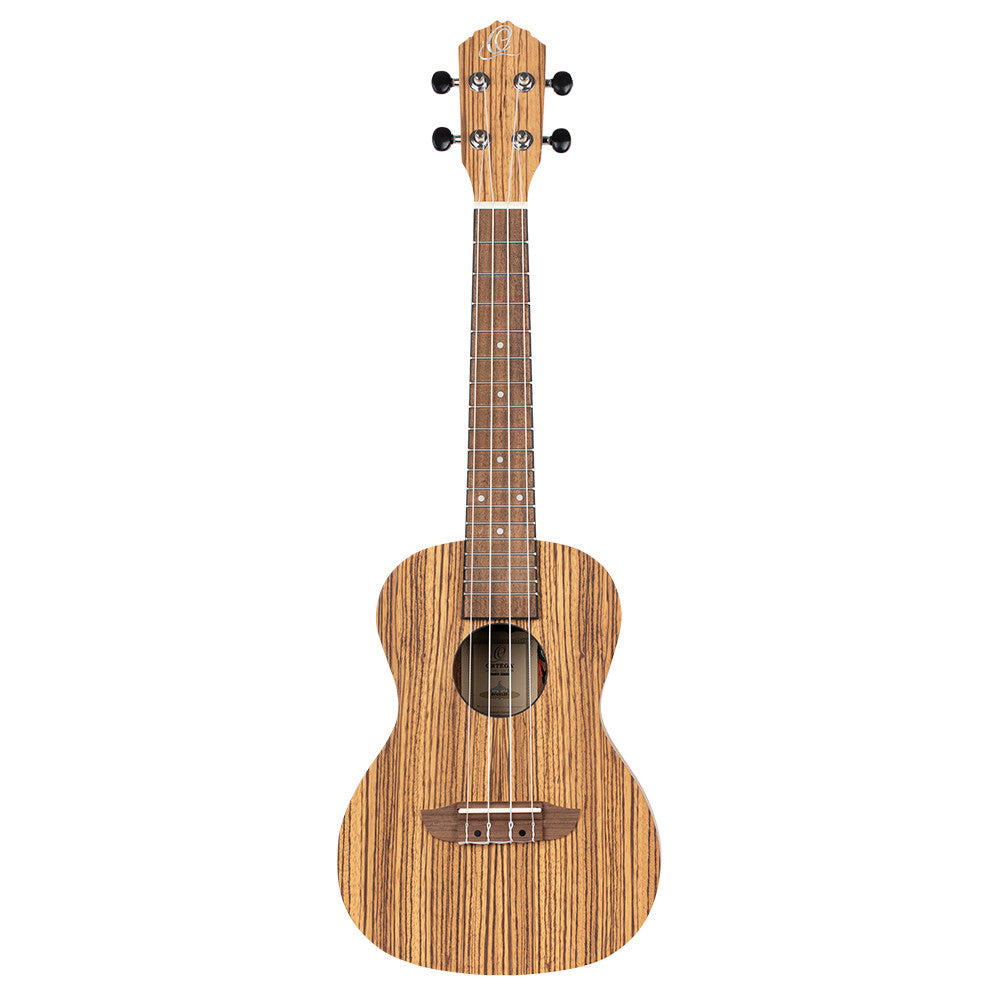 ORTEGA Timber Serie Konzert Preamp Ukulele 4 String Lefty - Zebrawood Natural + Bag