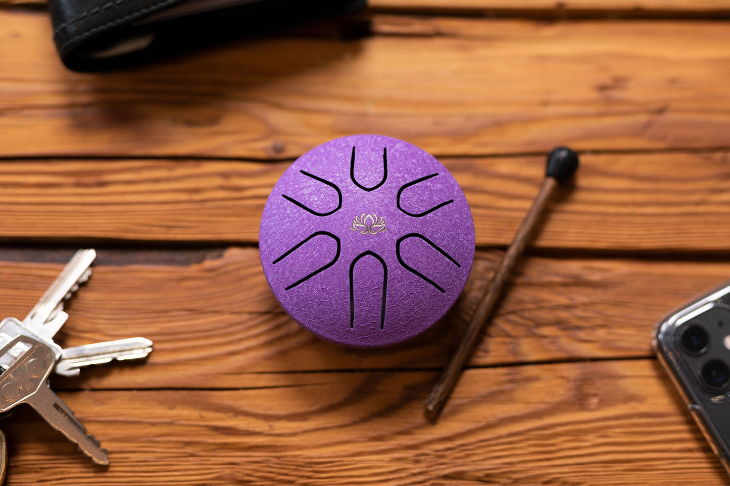 MEINL Sonic Energy Pocket Steel Tongue Drum 3" - A Major/6 Notes/440 Hz - Lotus Flower/Purple