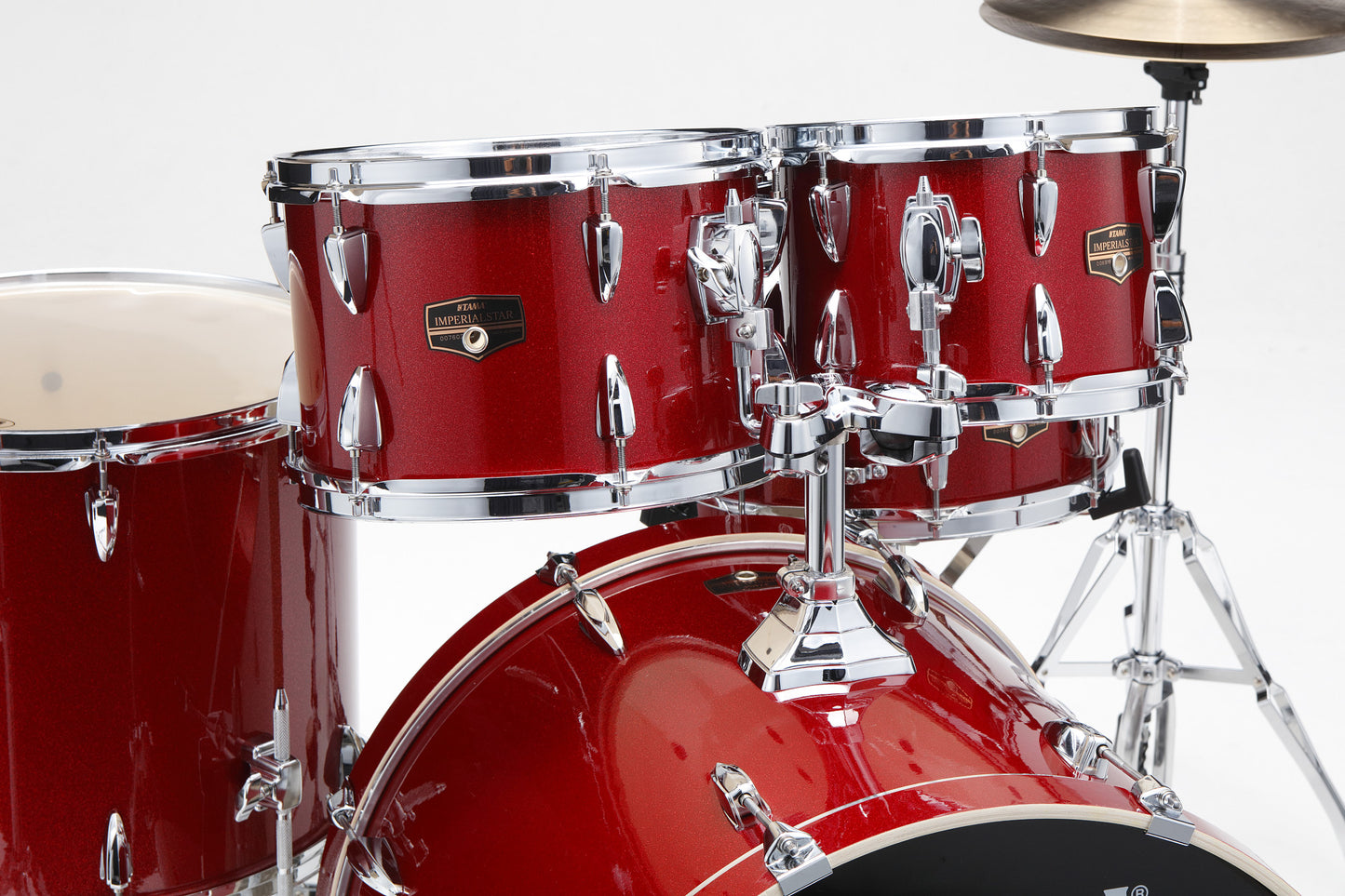 TAMA Imperialstar Drum Set 5 teilig - Burnt Red Mist/Chrom HW + MEINL Cymbals HCS Cymbal Kit/Stage Master Double-Braced Hardware Kit