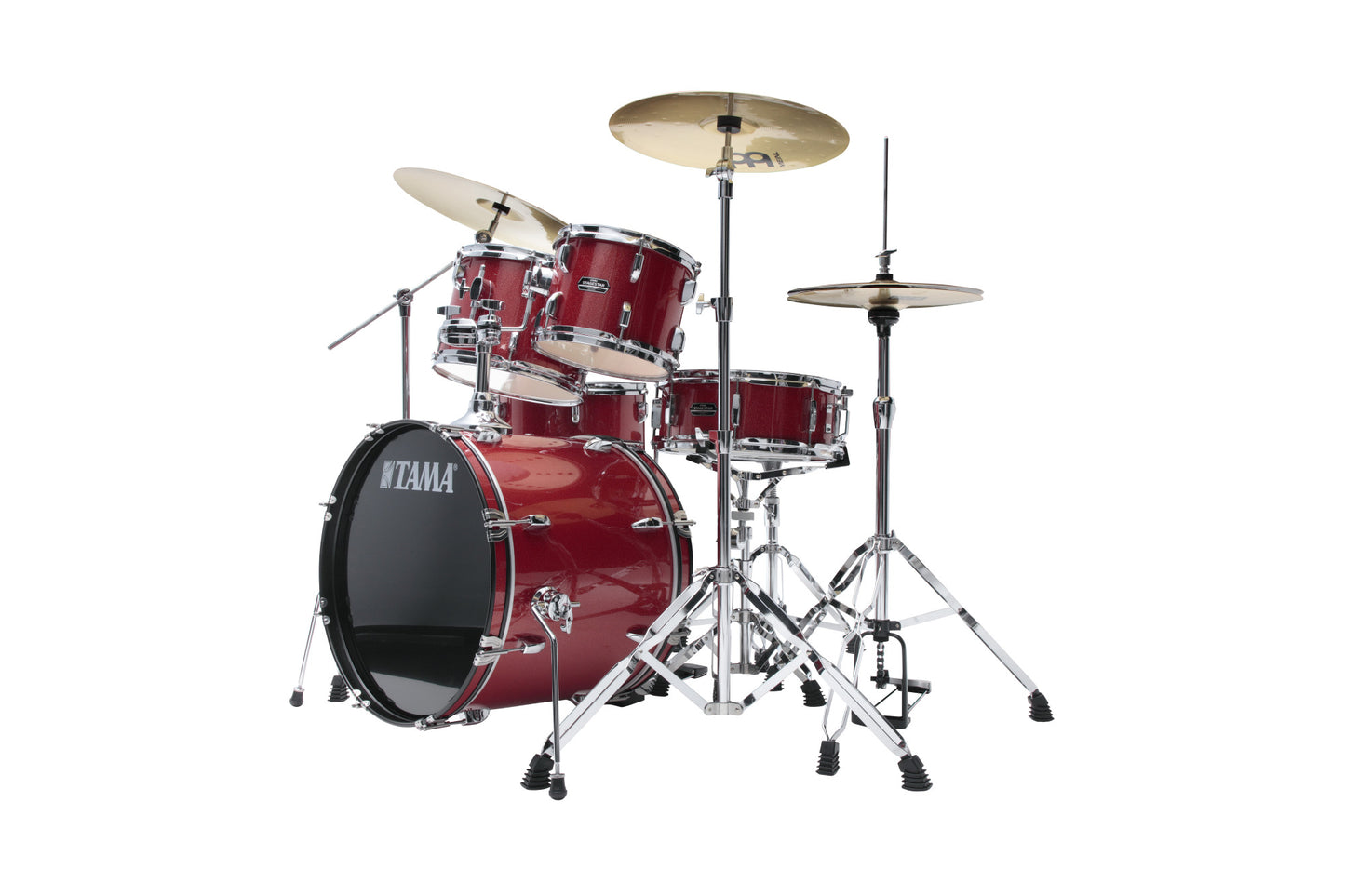 TAMA Stagestar Drum Set 5 teilig (20" BD) - Candy Red Sparkle/Chrom HW + MEINL Cymbals BCS Cymbal Set