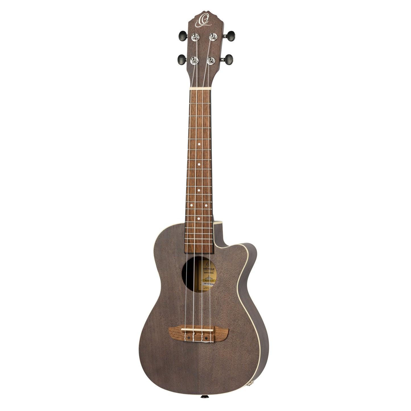 ORTEGA Earth Series Concert Preamp Ukulele 4 String - Okoume Coal Black