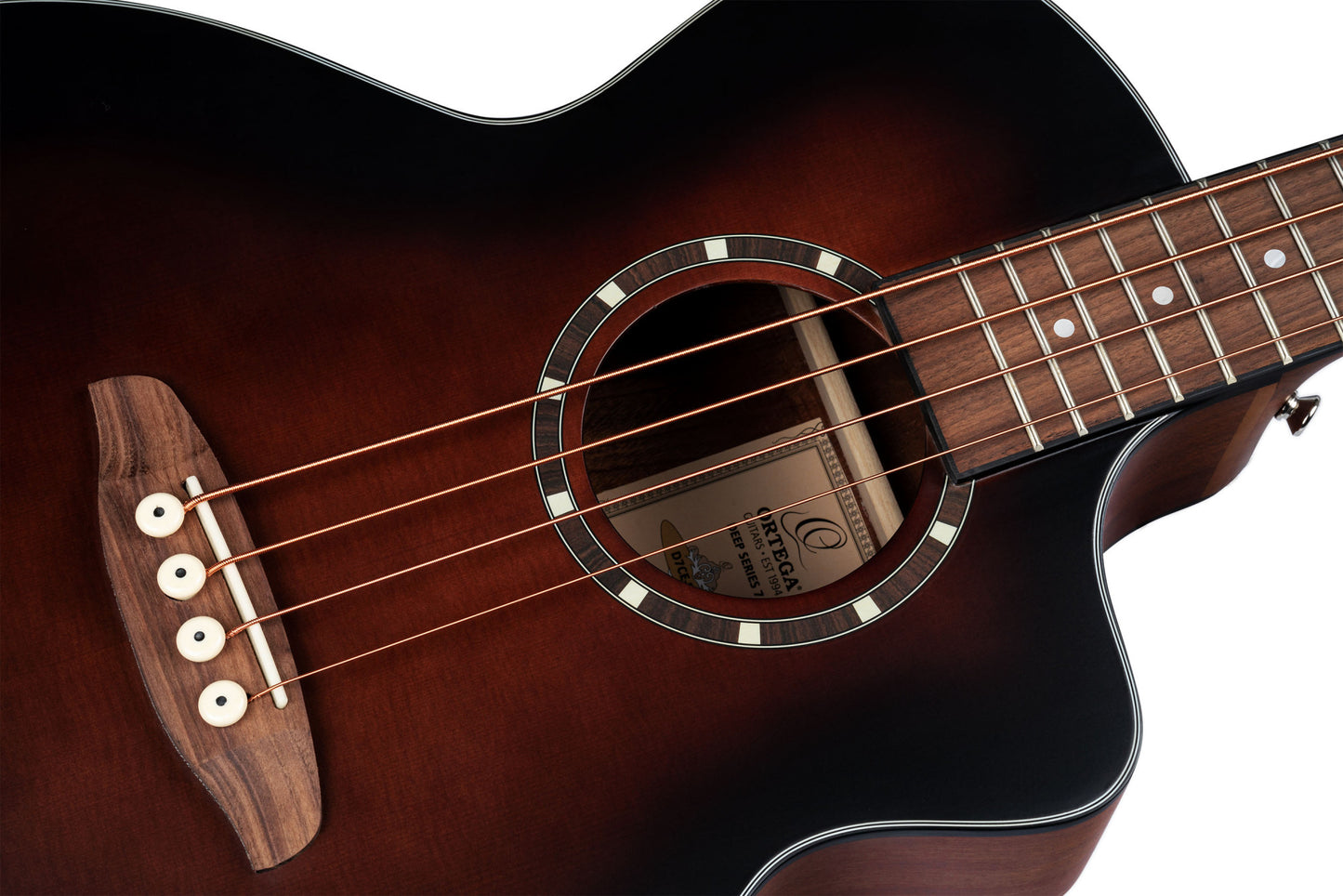 ORTEGA Deep Series 7 Medium Scale Acoustic Bass 4 String - Spruce / Mahogany Bourbon Fade