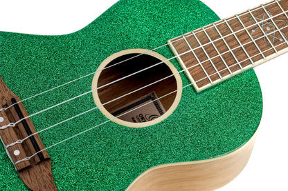 ORTEGA Element Serie Konzert Ukulele 4 String - Spruce / Catalpa Metallic Green + Bag