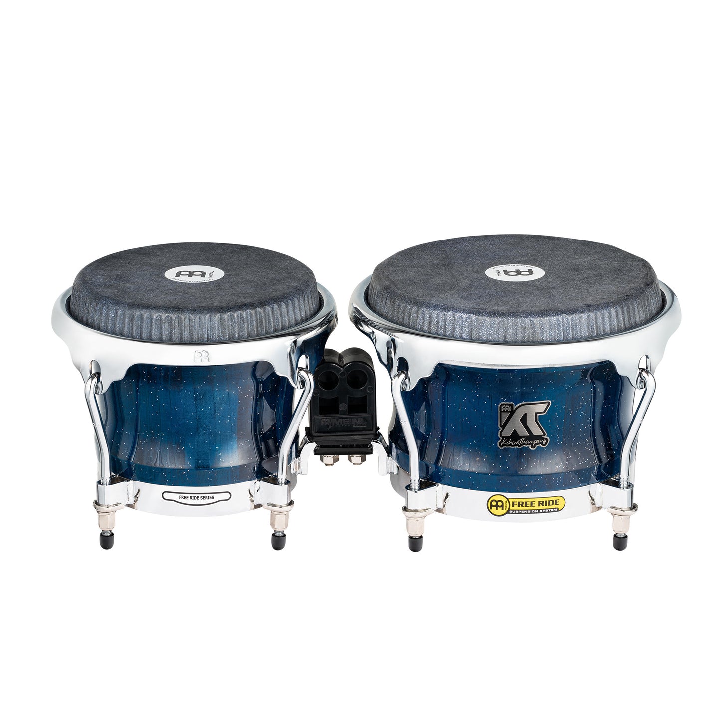 MEINL Percussion Artist Series Bongo William "Kachiro" Thompson, REMO® Black Calfskin Skyndeep Heads - 7" & 8 1/2" Blue Wave