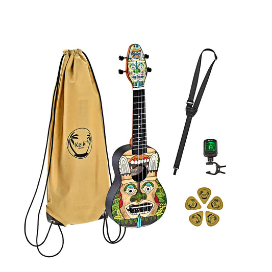 KEIKI K2 Serie Sopran Ukulele Set - Agathis / ABS Totem