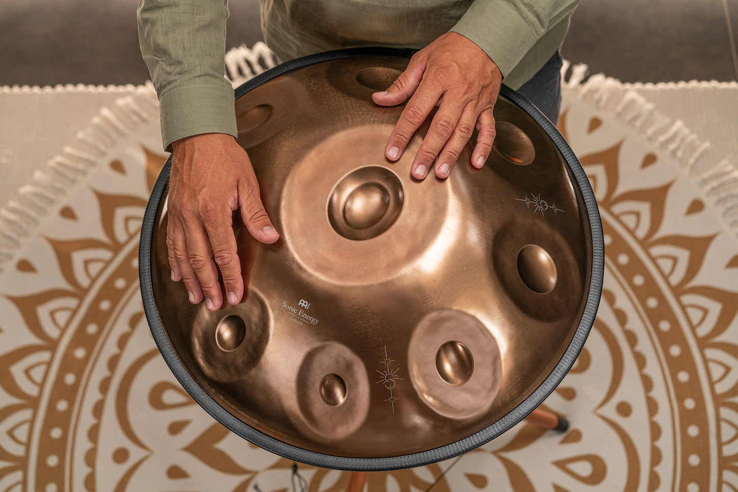 MEINL Sonic Energy Sensory Handpan, Stainless Steel, Bb2 Amara, 9 Notes, 432 Hz, Vintage copper, Engraved design