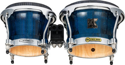 MEINL Percussion Artist Series Bongo William "Kachiro" Thompson, REMO® Black Calfskin Skyndeep Heads - 7" & 8 1/2" Blue Wave