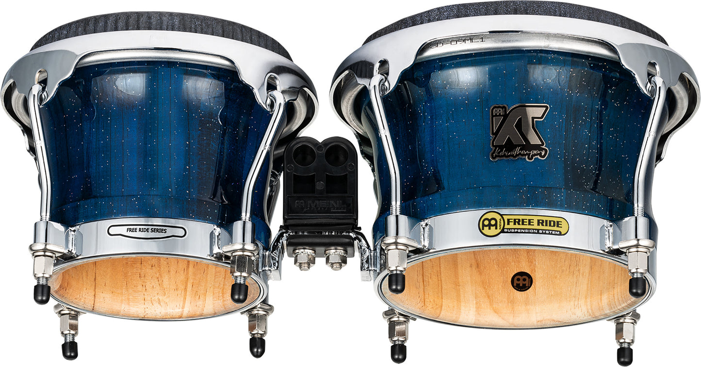 MEINL Percussion Artist Series Bongo William "Kachiro" Thompson, REMO® Black Calfskin Skyndeep Heads - 7" & 8 1/2" Blue Wave