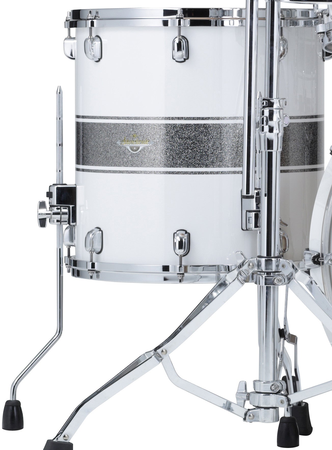TAMA Starclassic Lacquer Floor Tom 16" x 16" - Silver Snow Racing Stripe/Chrom HW