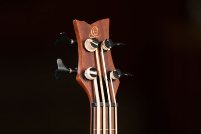 ORTEGA Lizard Serie Short Scale Fretless Uke Bass 4 String - Solid Mahogany Natural + Bag