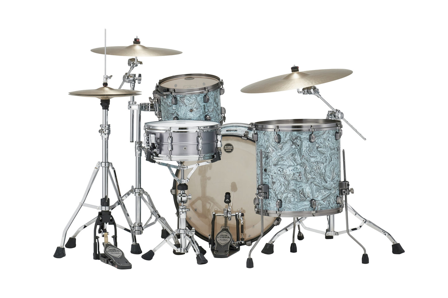 TAMA Starclassic Maple Duracover Wrap Shell Kit 3 teilig - Sky Blue Swirl/Smoked Black Nickel HW