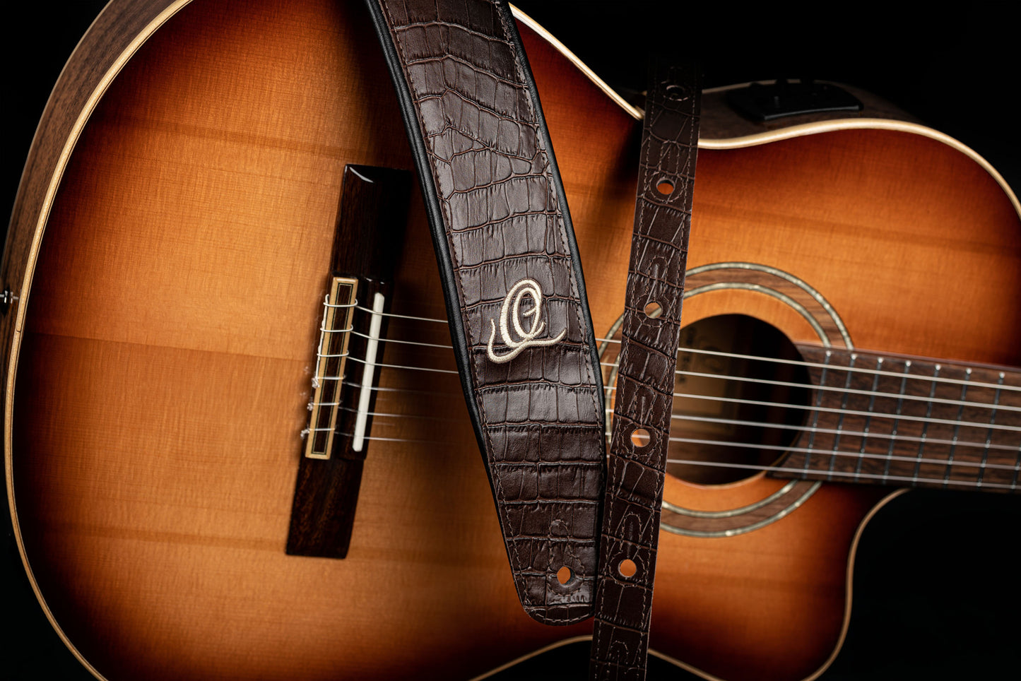 ORTEGA Echtledergitarrengurt - Dark Brown Lizzy