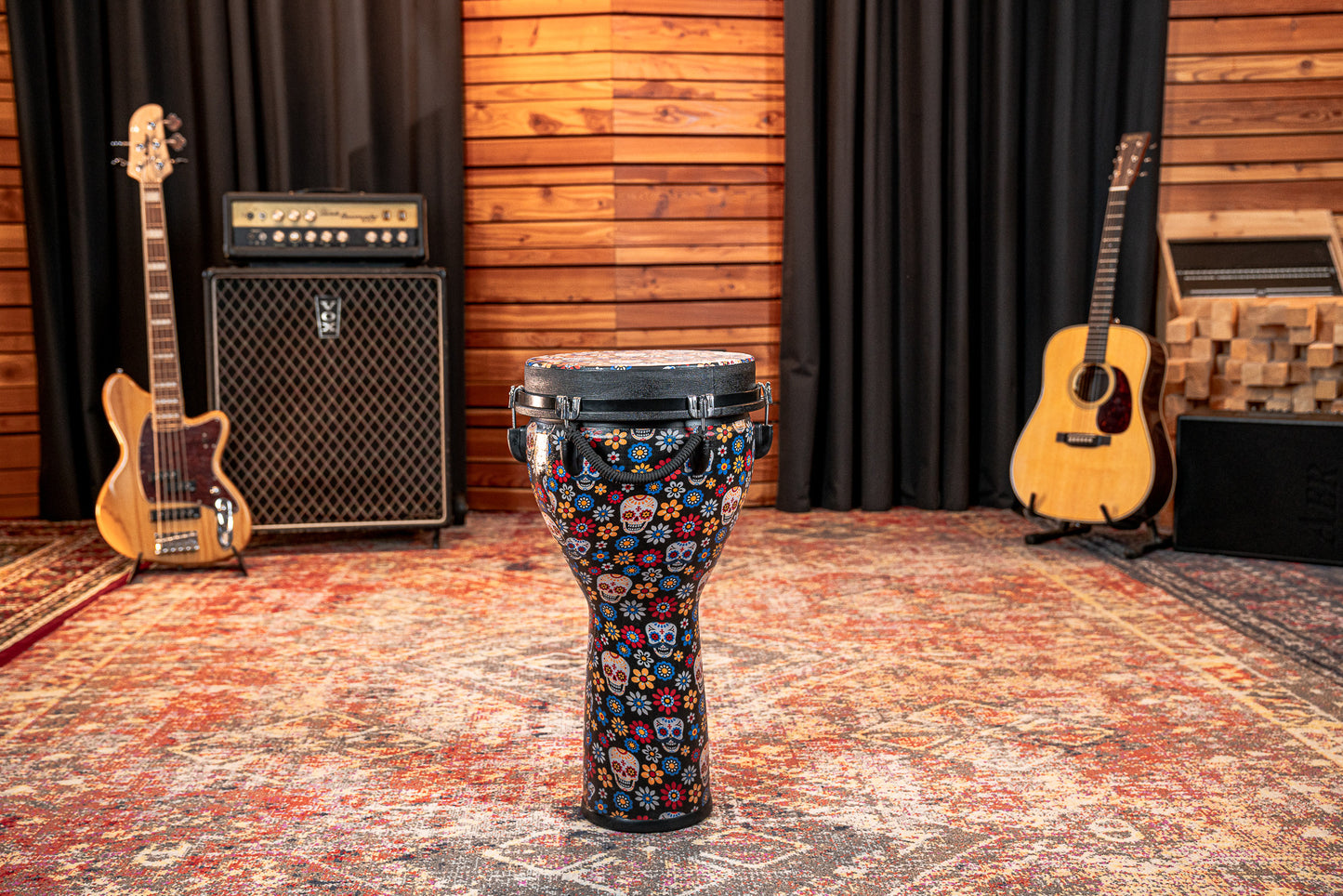 MEINL Percussion Jumbo Djembe 12" - Day Of The Dead/Designer Head