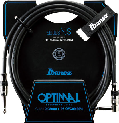 IBANEZ NS Serie Instrumentenkabel  - Gerade / Abgewinkelt - Klinke - Klinke, Schwarz - 3,05 m / 10 ft
