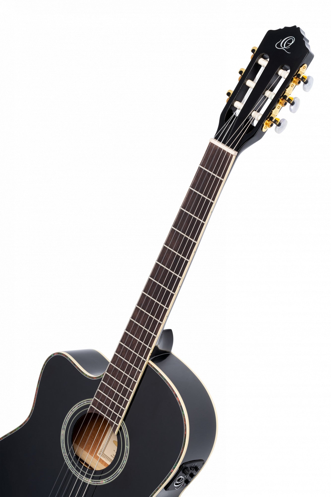 ORTEGA Classical Guitar Family Series Pro 4/4 inclusive Gigbag Thinline Body Slim Neck Lefthand - black