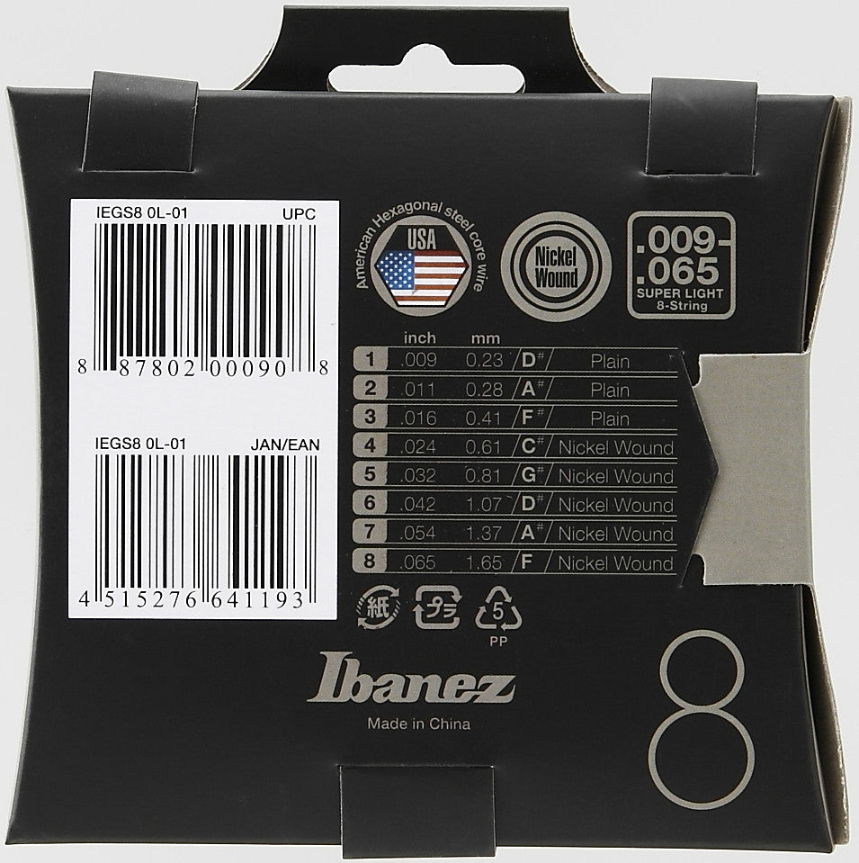 IBANEZ Saiten Set für 8 String E-Gitarre - Super Light