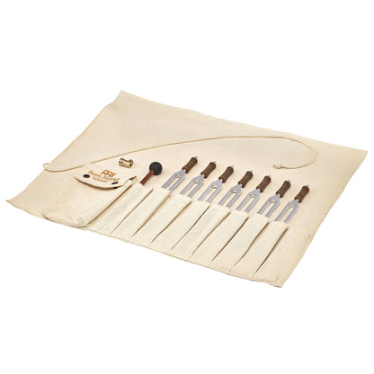 MEINL Sonic Energy Therapy Tuning Fork Chakra Set, inkl. Rollup Bag & Tuning Fork Vibration Foot