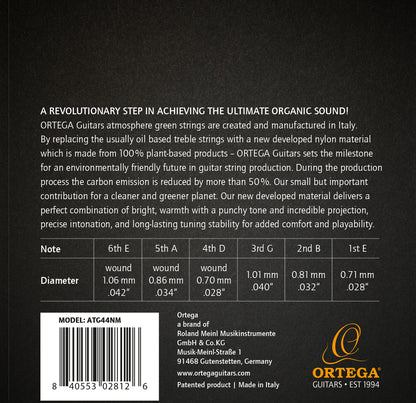 ORTEGA Atmosphere Green Series Nylon String Set - Medium Tension