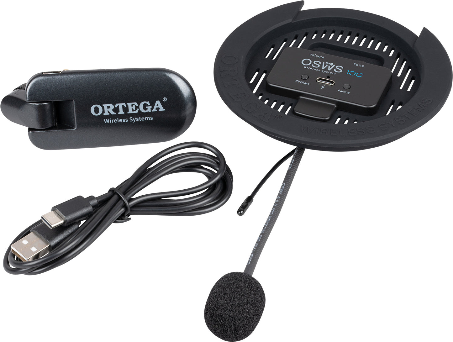 ORTEGA Kabelloses Schallloch-Tonabnehmersystem für akustische Gitarren - 100 mm Durchmesser