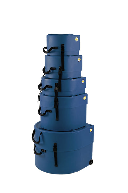 HARDCASE Rock/Fusion Case Set- 22“ Bass Drum, 10“ Tom, 12“ Tom, 14“ Floor Tom, 16“ Floor Tom, 14“ Snare Drum - Dark Blue / komplett gepolstert