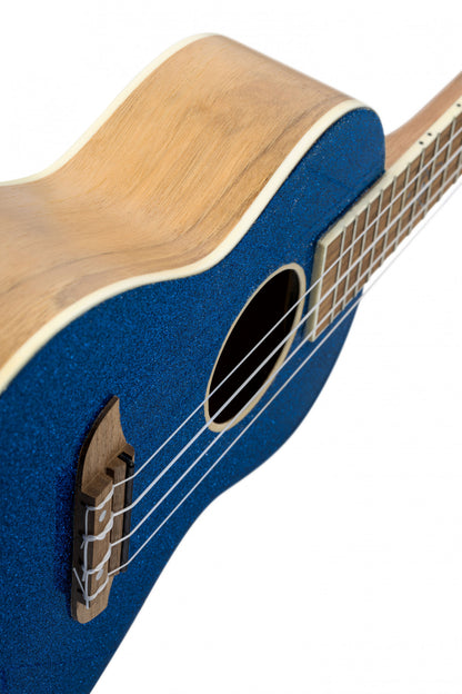 ORTEGA Element Serie Konzert Ukulele 4 String - Spruce / Catalpa Metallic Blue + Bag