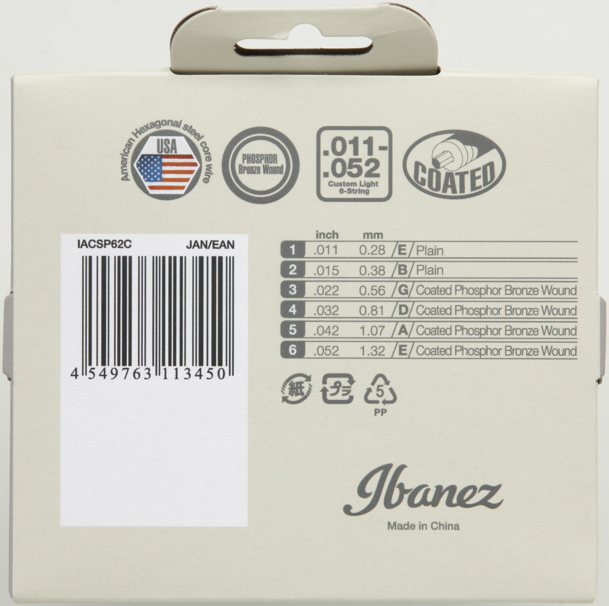 IBANEZ Saiten Set für 6 String Akustikgitarre - Custom Light