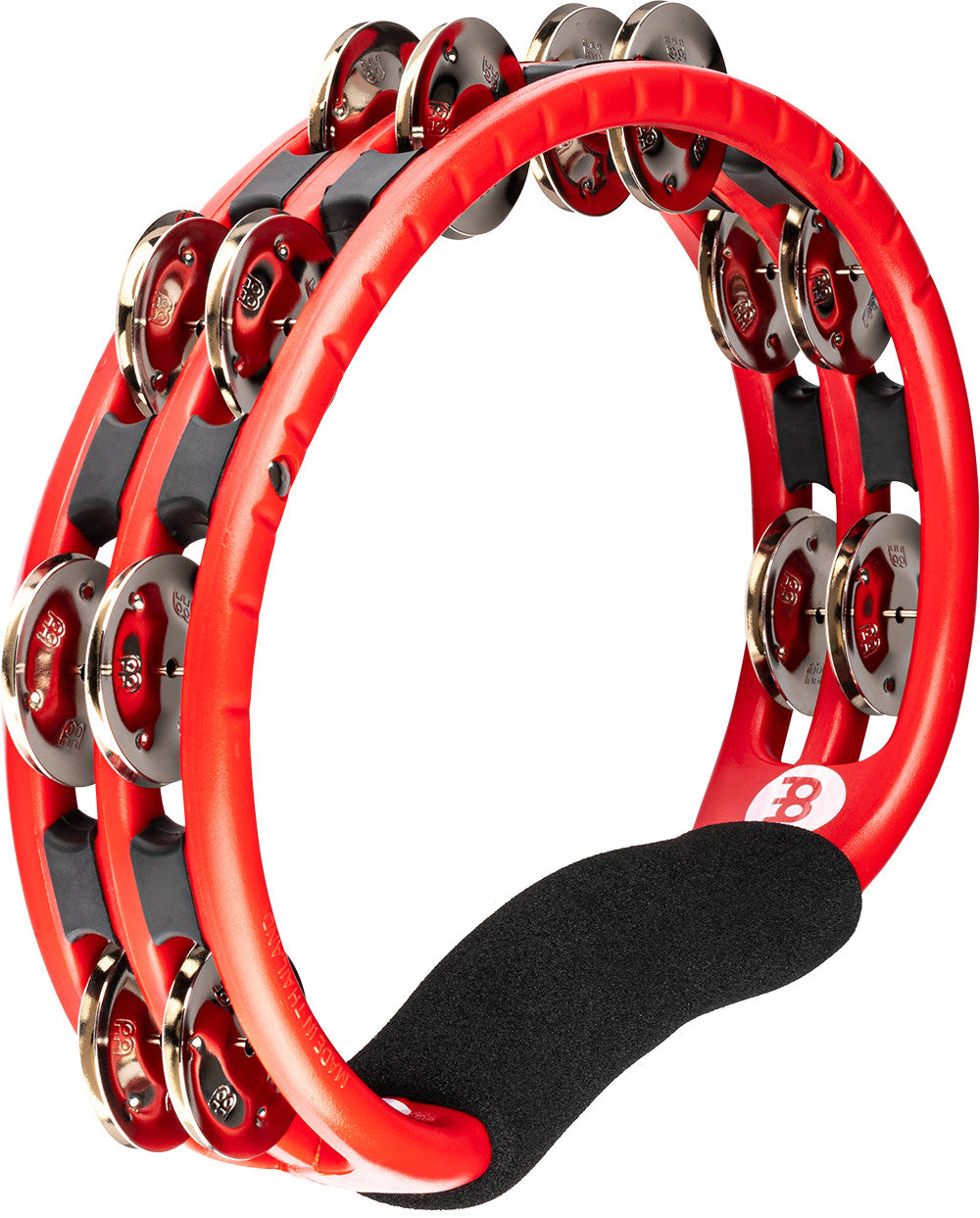 MEINL Percussion Traditional ABS Series Hand Held Molded ABS Tambourine - Red/vernickelte Stahl Jingles