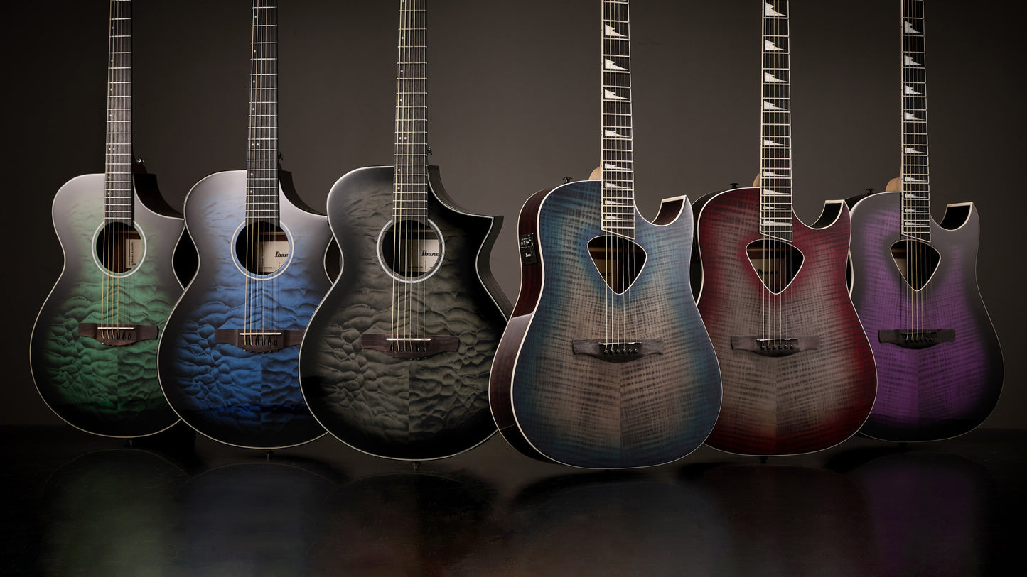 IBANEZ AEWC Acoustic Guitar 6-String - Transparent Emerlad Burst Top & Natural High Gloss Back & Side