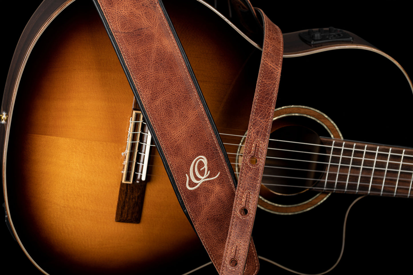ORTEGA Echtledergitarrengurt - Vintage Caramel