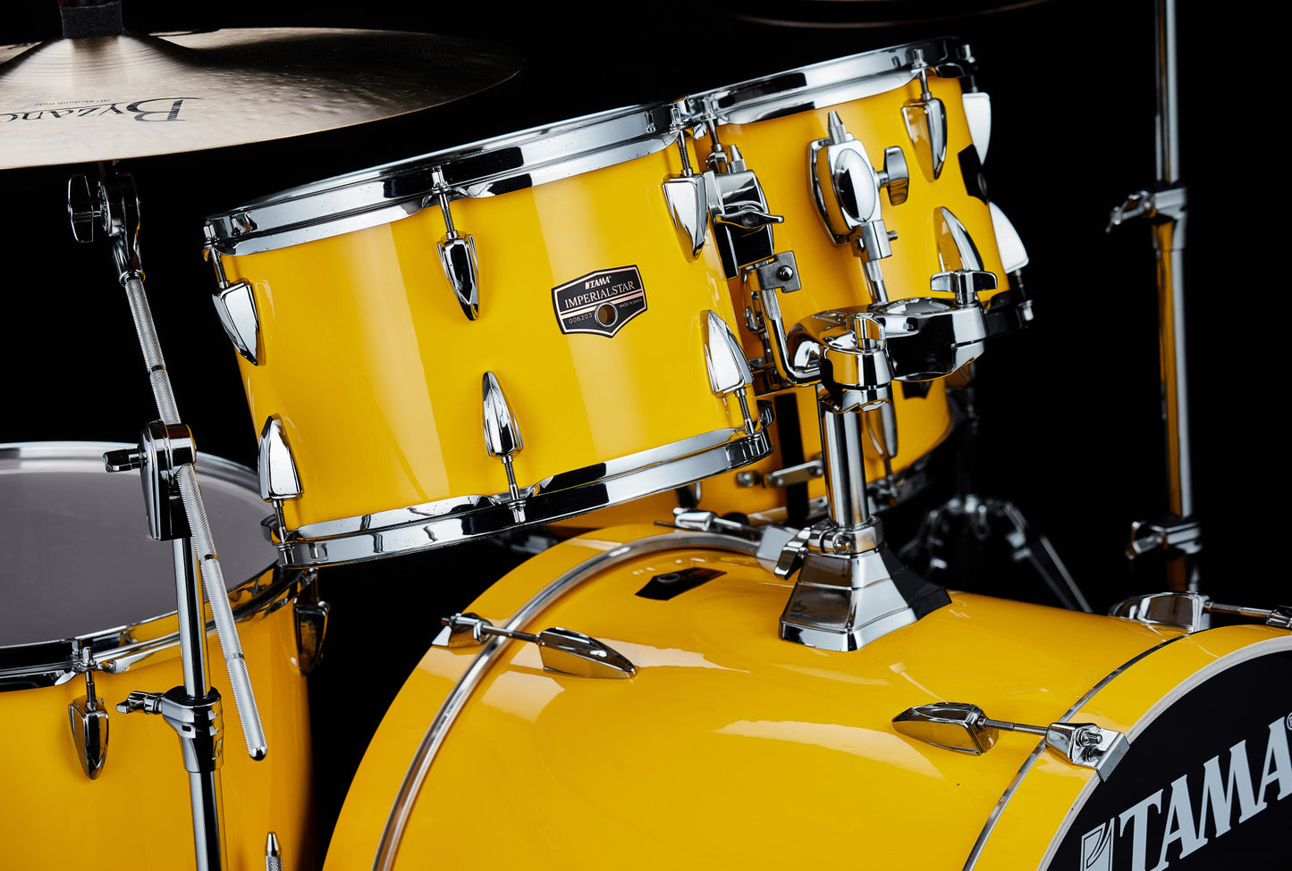 TAMA Imperialstar Drum Set 5 pcs - Electric Yellow/Chrome HW + MEINL Cymbals HCS Cymbal Kit/Stage Master Double-Braced Hardware Kit