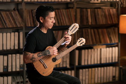 ORTEGA Custom Built Series Double-Neck Tenor Ukulele - Ovangkol Natural + Bag